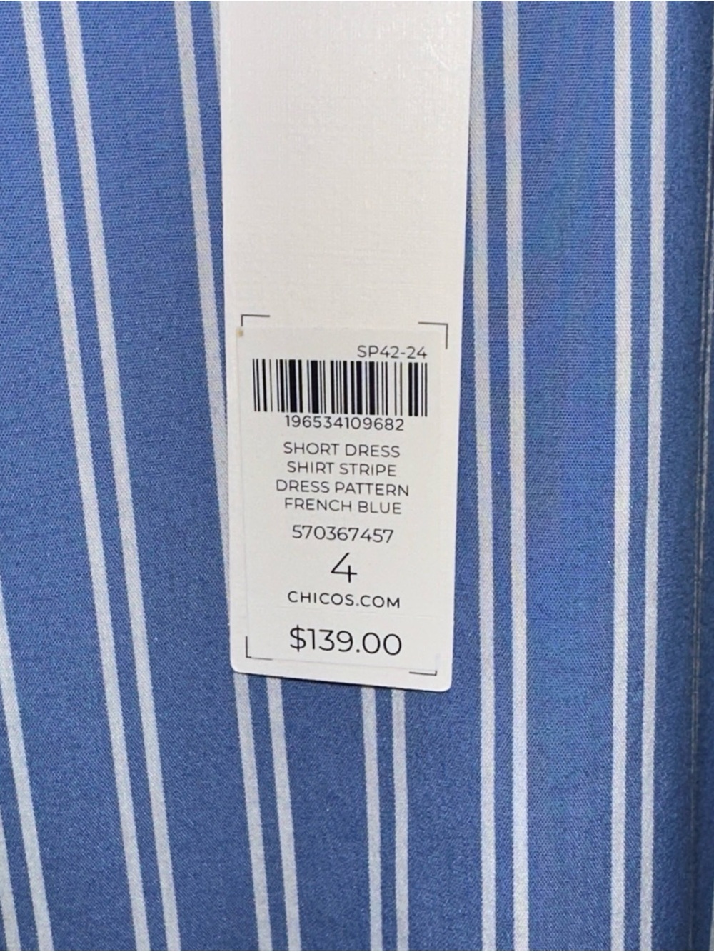 Chico’s Blue & White Striped Button-Down Tiered Shirt Dress size 4 US 20 - Picture 10 of 11